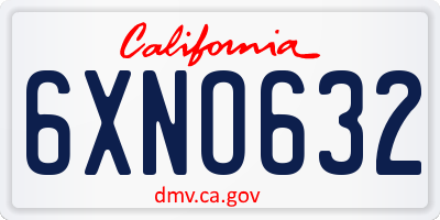 CA license plate 6XNO632