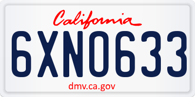 CA license plate 6XNO633