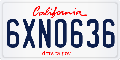 CA license plate 6XNO636