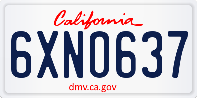 CA license plate 6XNO637