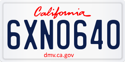 CA license plate 6XNO640