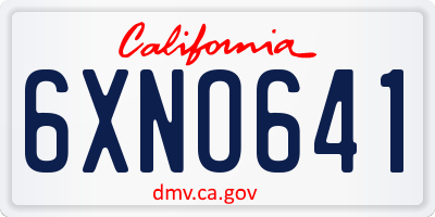 CA license plate 6XNO641