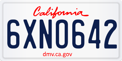 CA license plate 6XNO642