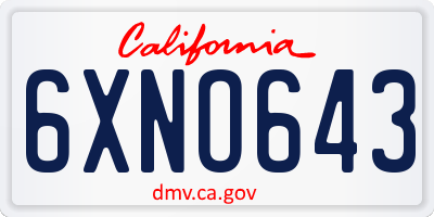 CA license plate 6XNO643
