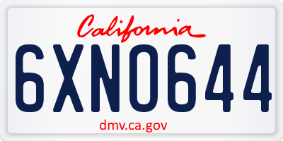 CA license plate 6XNO644