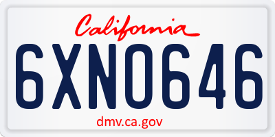 CA license plate 6XNO646