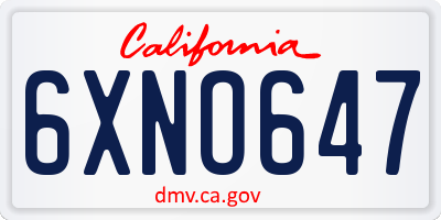 CA license plate 6XNO647