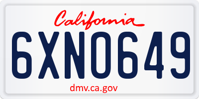 CA license plate 6XNO649