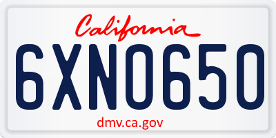 CA license plate 6XNO650
