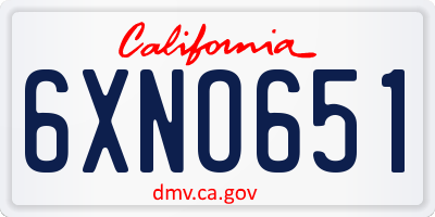 CA license plate 6XNO651