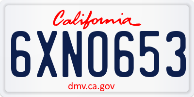 CA license plate 6XNO653