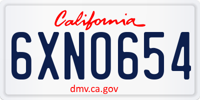 CA license plate 6XNO654