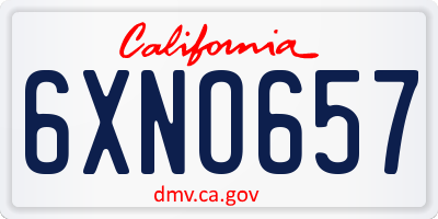 CA license plate 6XNO657