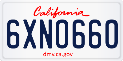 CA license plate 6XNO660