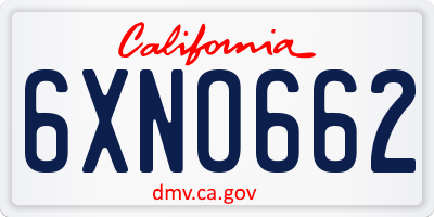 CA license plate 6XNO662