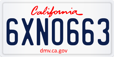 CA license plate 6XNO663