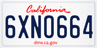 CA license plate 6XNO664