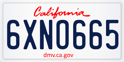 CA license plate 6XNO665