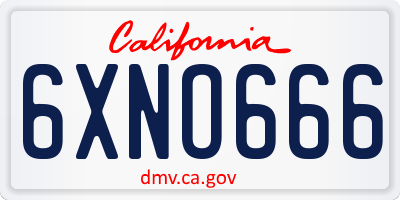 CA license plate 6XNO666