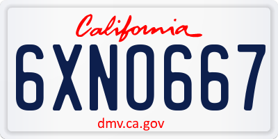 CA license plate 6XNO667