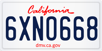 CA license plate 6XNO668