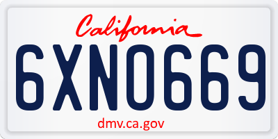 CA license plate 6XNO669