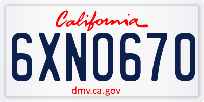 CA license plate 6XNO670