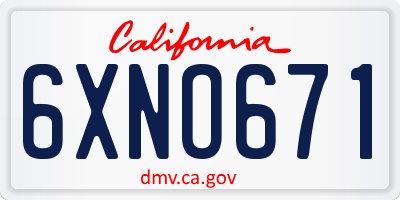 CA license plate 6XNO671
