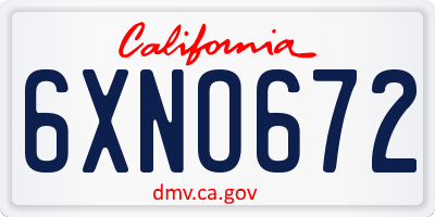 CA license plate 6XNO672