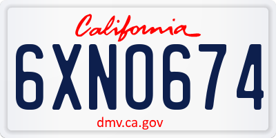 CA license plate 6XNO674