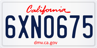 CA license plate 6XNO675