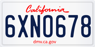 CA license plate 6XNO678