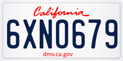 CA license plate 6XNO679
