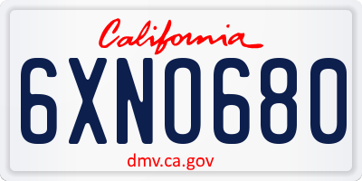CA license plate 6XNO680
