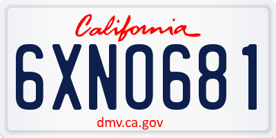 CA license plate 6XNO681
