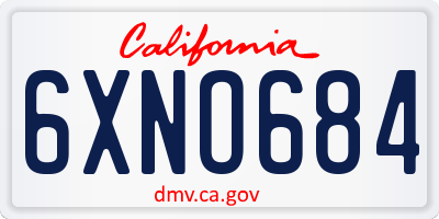 CA license plate 6XNO684