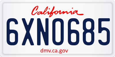 CA license plate 6XNO685