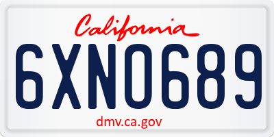 CA license plate 6XNO689