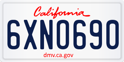 CA license plate 6XNO690