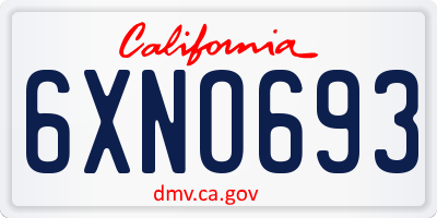 CA license plate 6XNO693