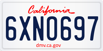 CA license plate 6XNO697