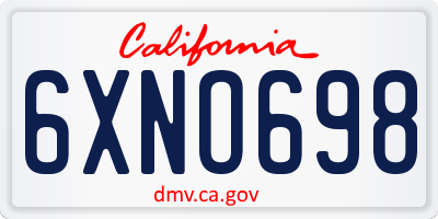 CA license plate 6XNO698