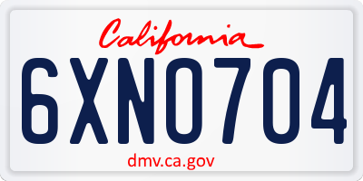 CA license plate 6XNO704