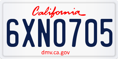 CA license plate 6XNO705