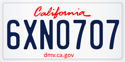 CA license plate 6XNO707