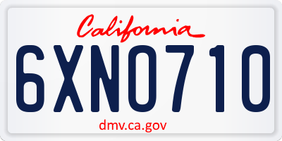CA license plate 6XNO710