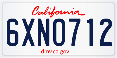 CA license plate 6XNO712