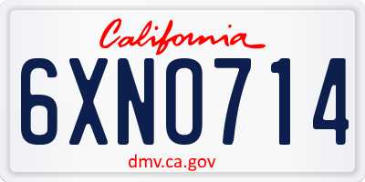 CA license plate 6XNO714