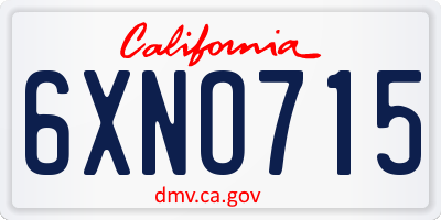 CA license plate 6XNO715
