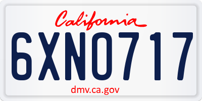 CA license plate 6XNO717